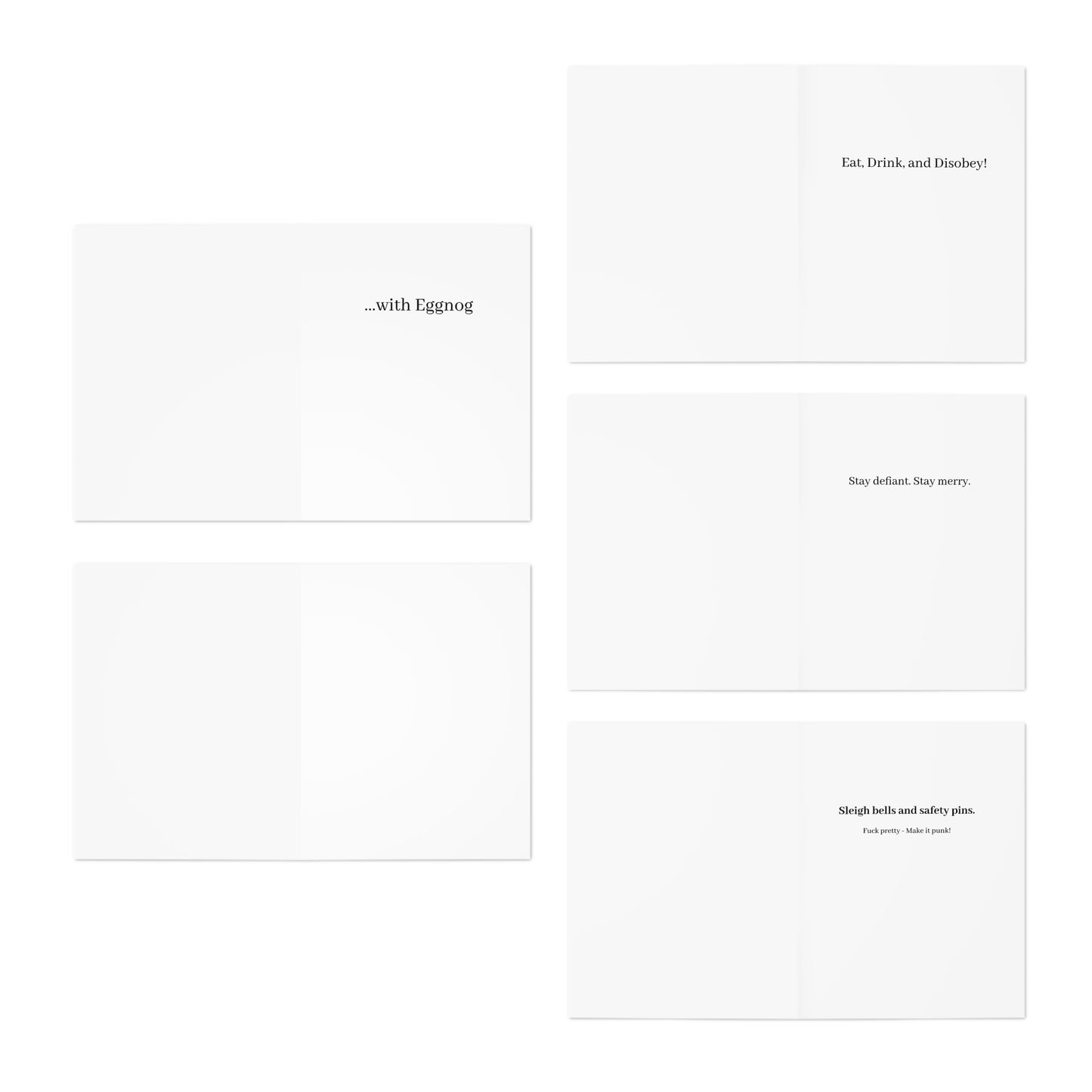 Punk Rock Holiday Cards: 5-Pack Anarchy Christmas Greeting Set