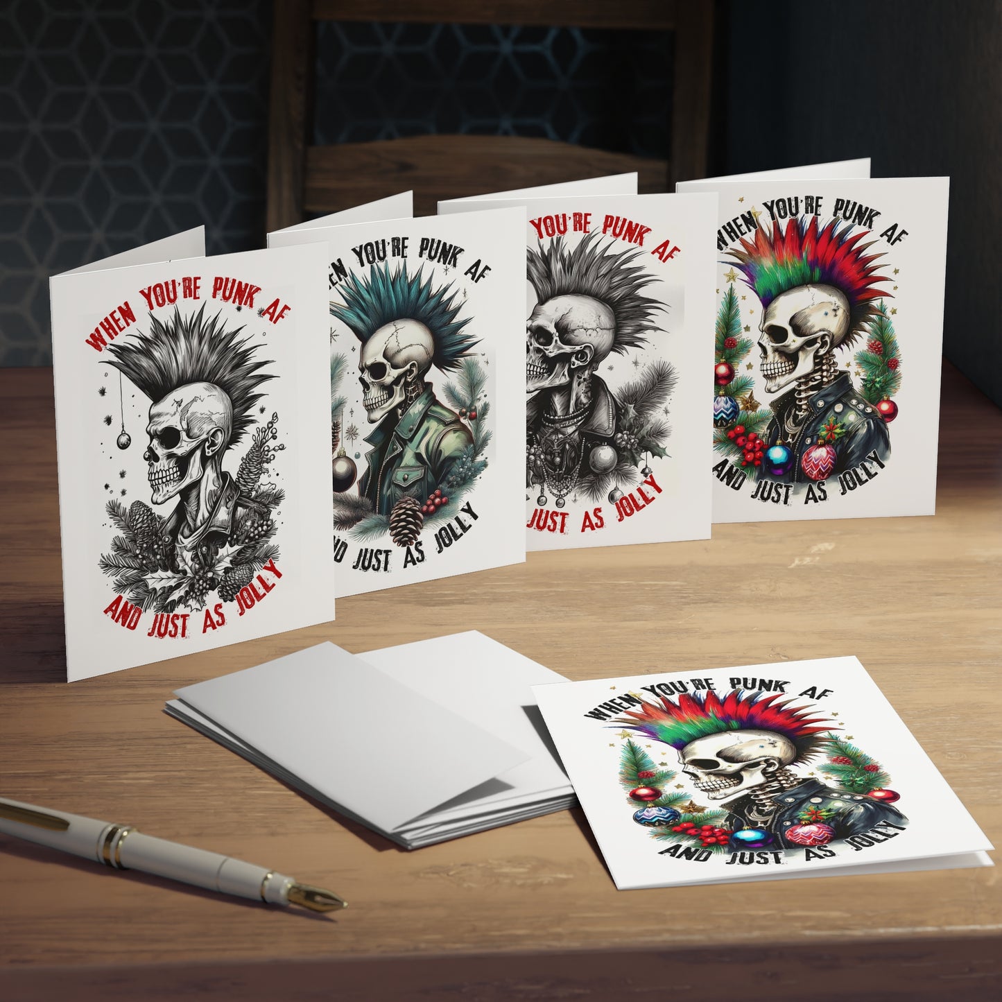 Punk AF Multi-Design Holiday Greeting Cards (5-Pack)