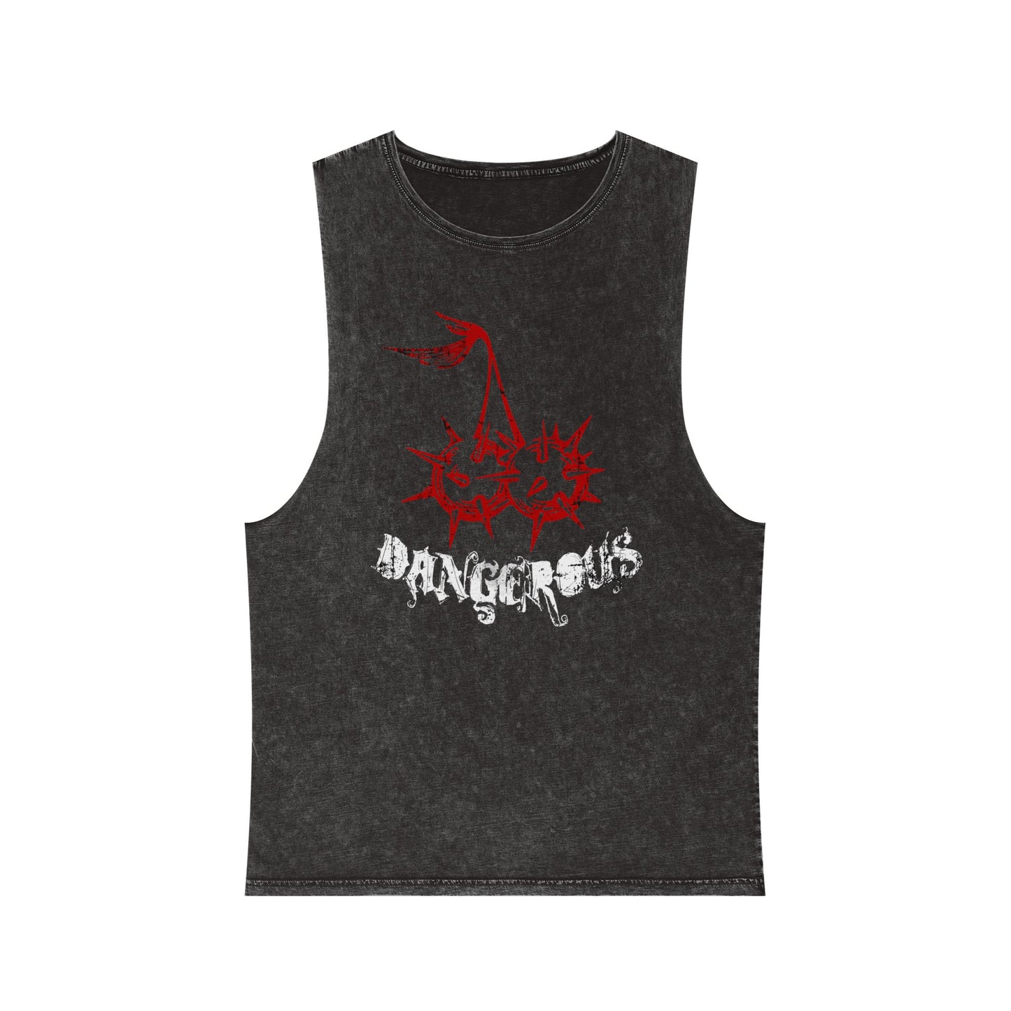 Dangerous Skull Graphic Tank Top — Stonewash Muscle Tee