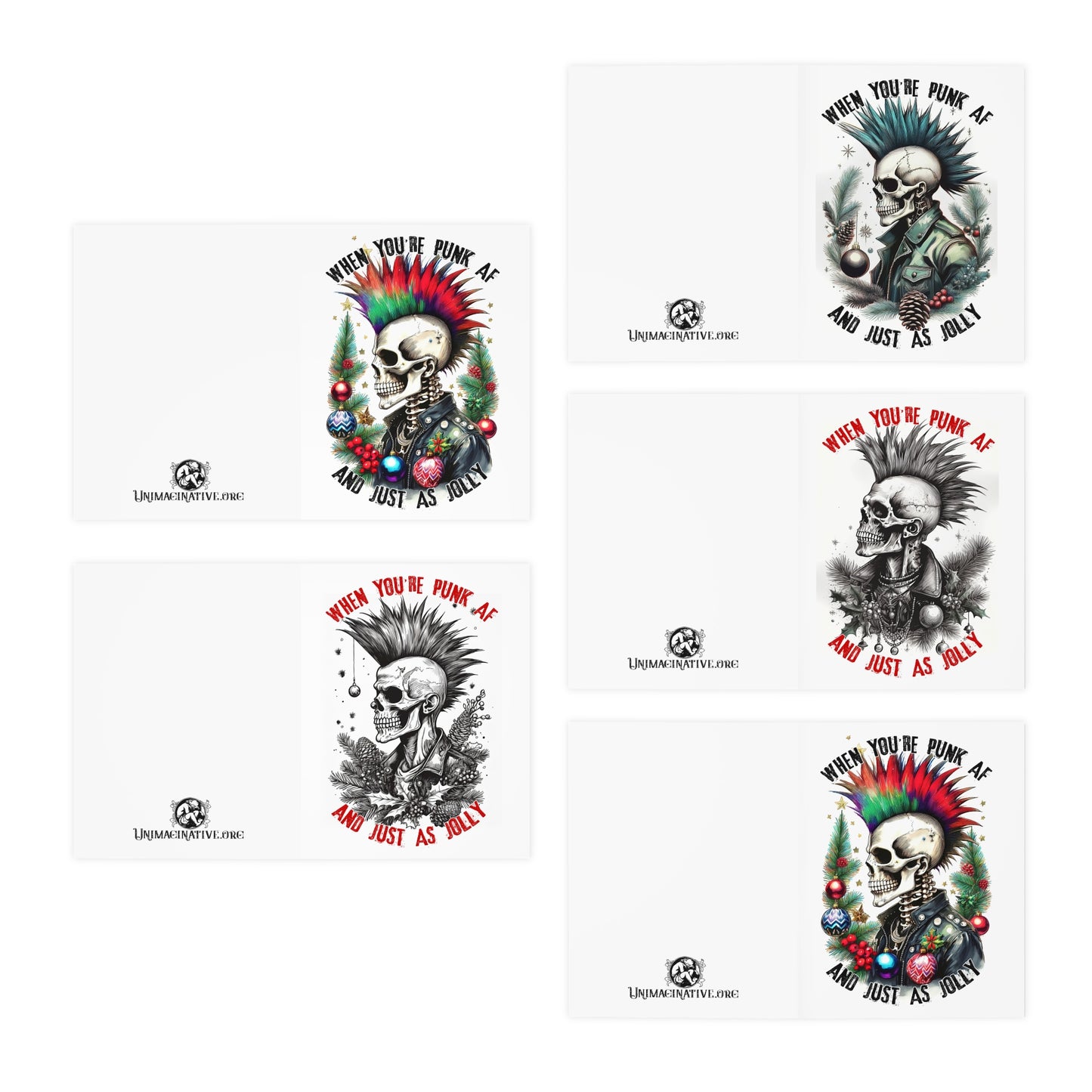 Punk AF Multi-Design Holiday Greeting Cards (5-Pack)