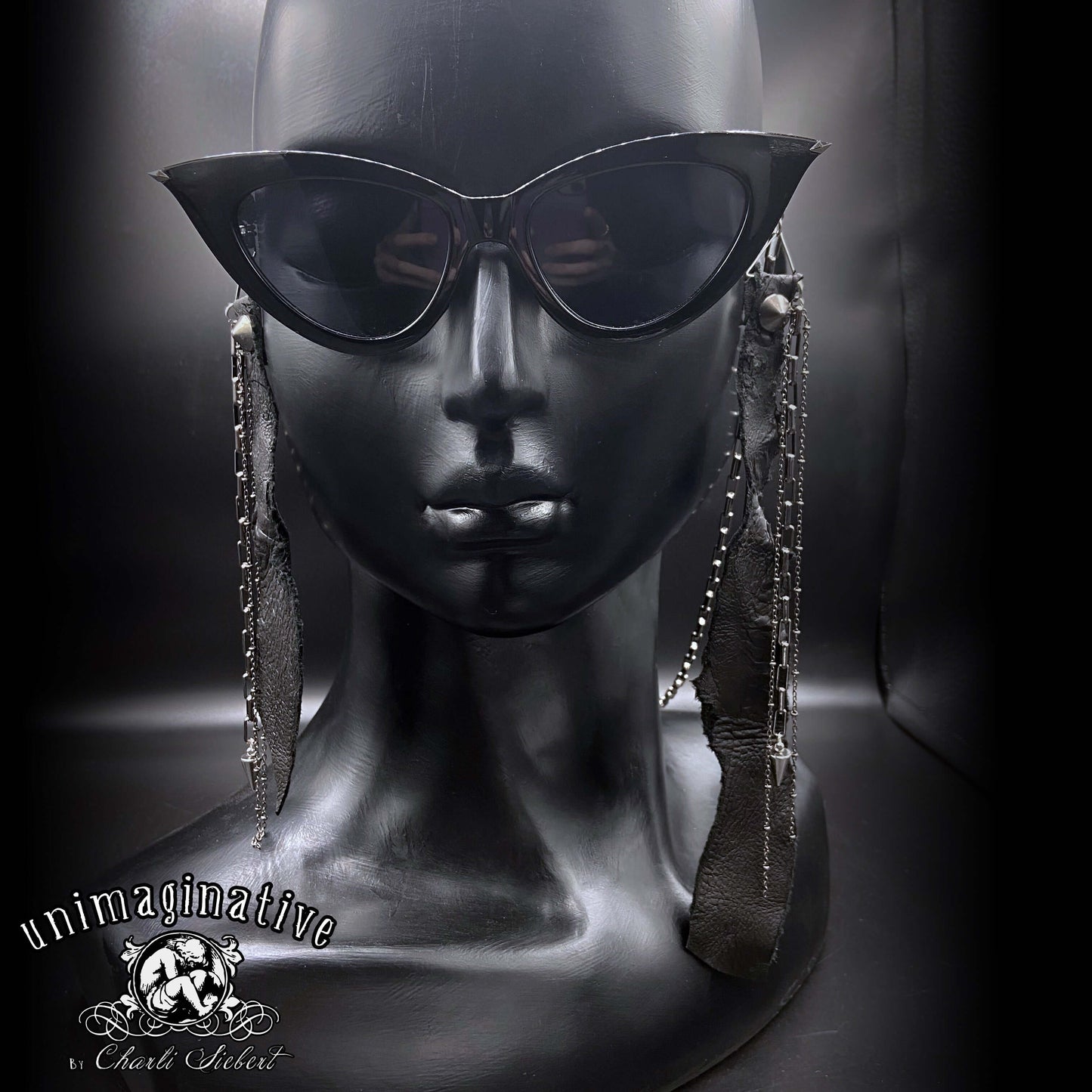 Spiked Leather eyewear chain