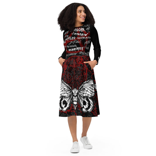 GARBAGE PEOPLE All-over print long sleeve midi dress