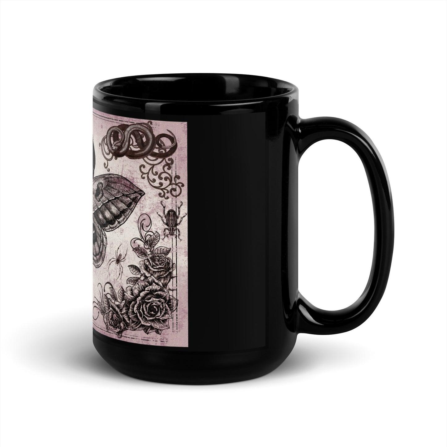 SCORPION MOTH Black Glossy Mug